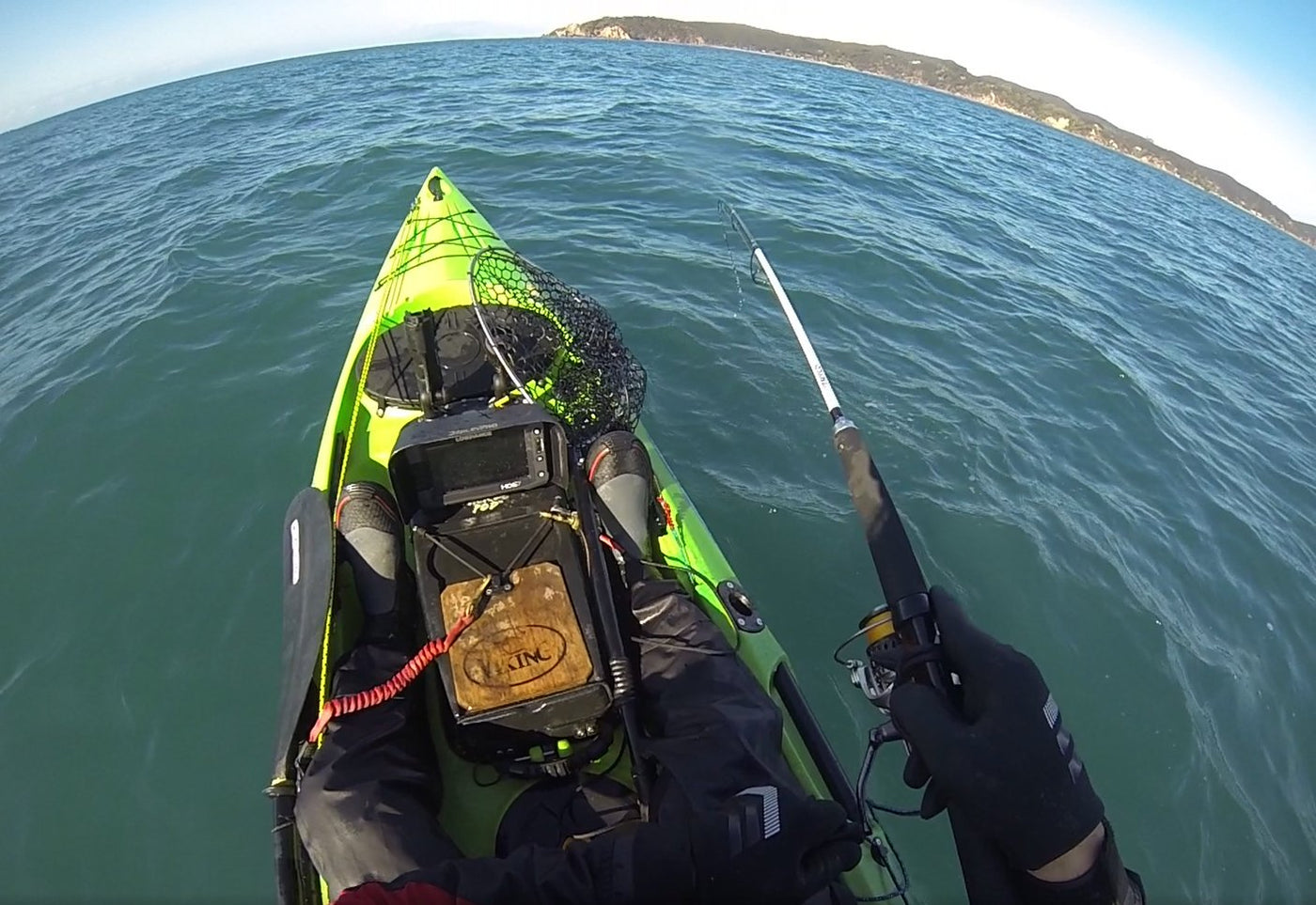 kayak fishing using the TRYCD travel fishing system